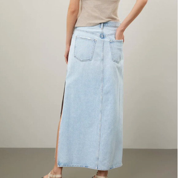Agolde Denim Maxi Skirt SIZE 27 Jean Western Rigid Country Festival $258 FLAW - Picture 2 of 12